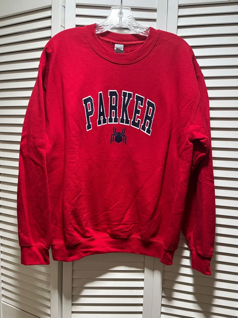 Spider-Man Red Parker Crewneck Sweatshirt with Navy Graphic